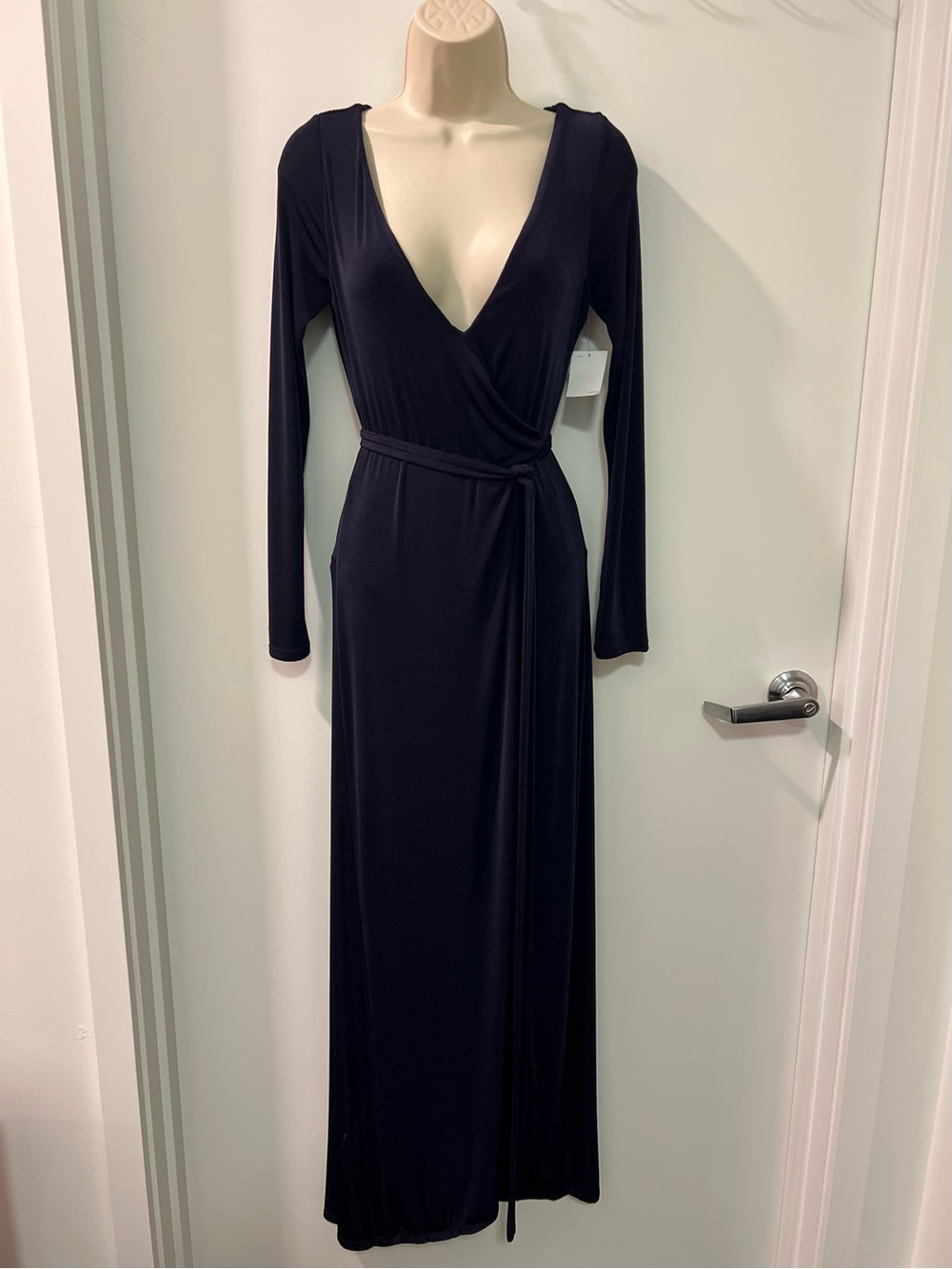 Urban Outfitters Navy Long Sleeve Wrap Maxi Dress